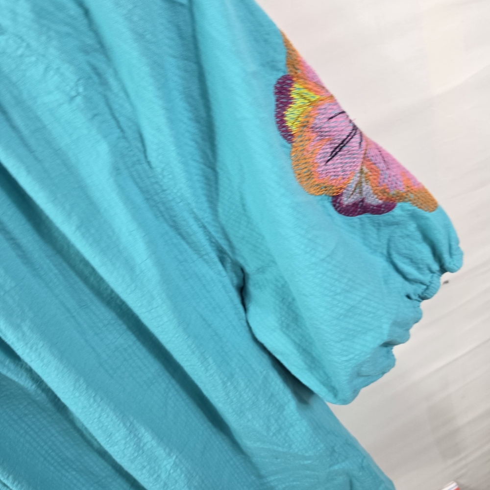 Cato Turquoise Floral Embroidered Peasant Top Size 22/24 - Picture 11 of 14